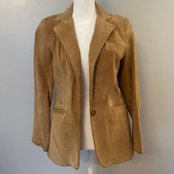 Vintage ‘70s Tan Suede Leather Blazer - Picture 1 of 10